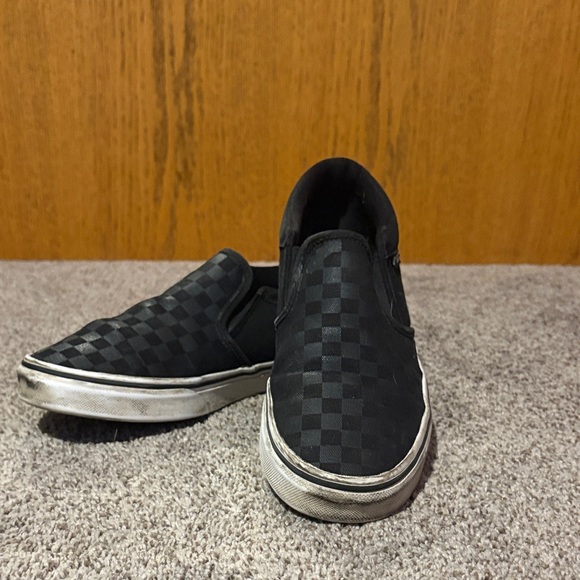 Vans Women’s Black/Grey Checkered Slip-On Sneakers - Picture 4 of 5